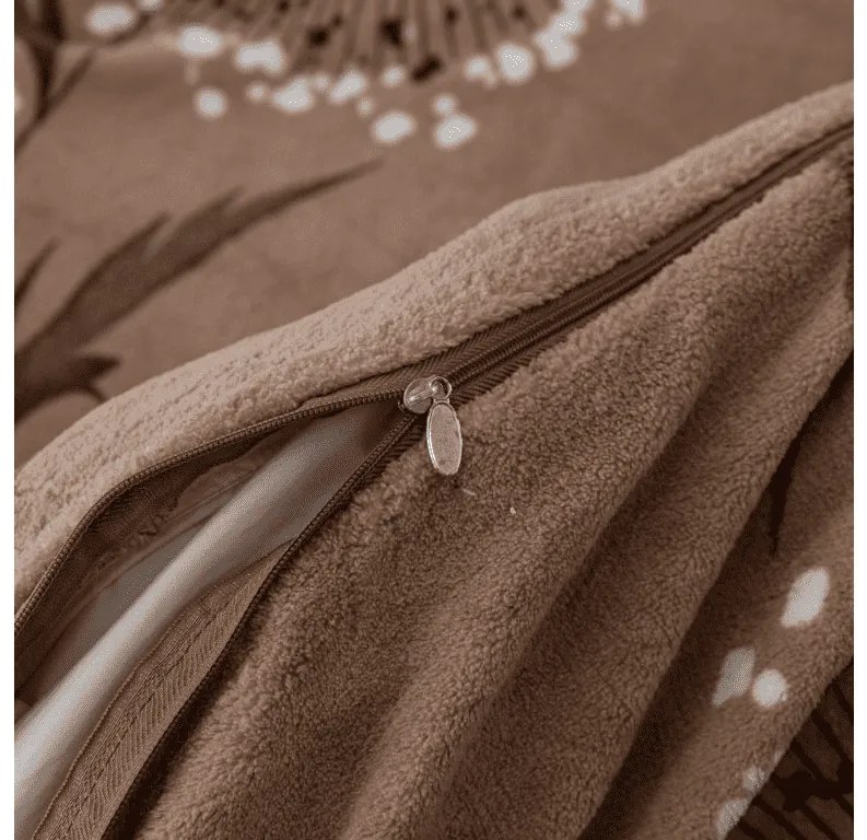 Mikroplüss ágyneműhuzat készlet PAMPELINO világosbarna + mikroplüss lepedő SOFT 90x200 cm fehér, egyszemélyes