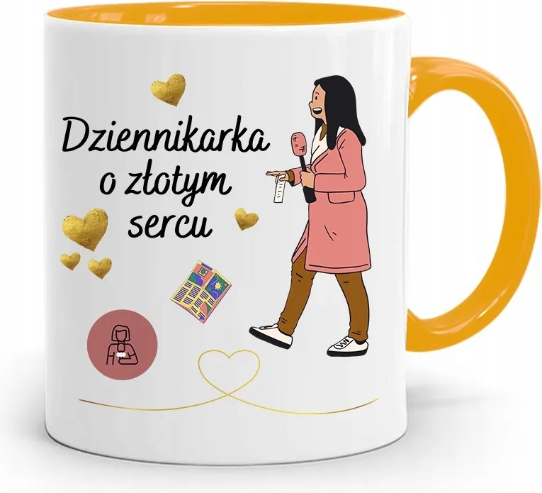 Sárga Bögre Ajándék Riporter Újságírónak fényképes nyomtatással