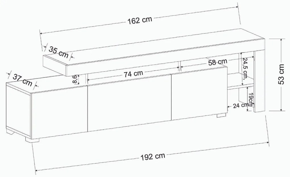 Design TV asztal Calissa 192 cm antracit