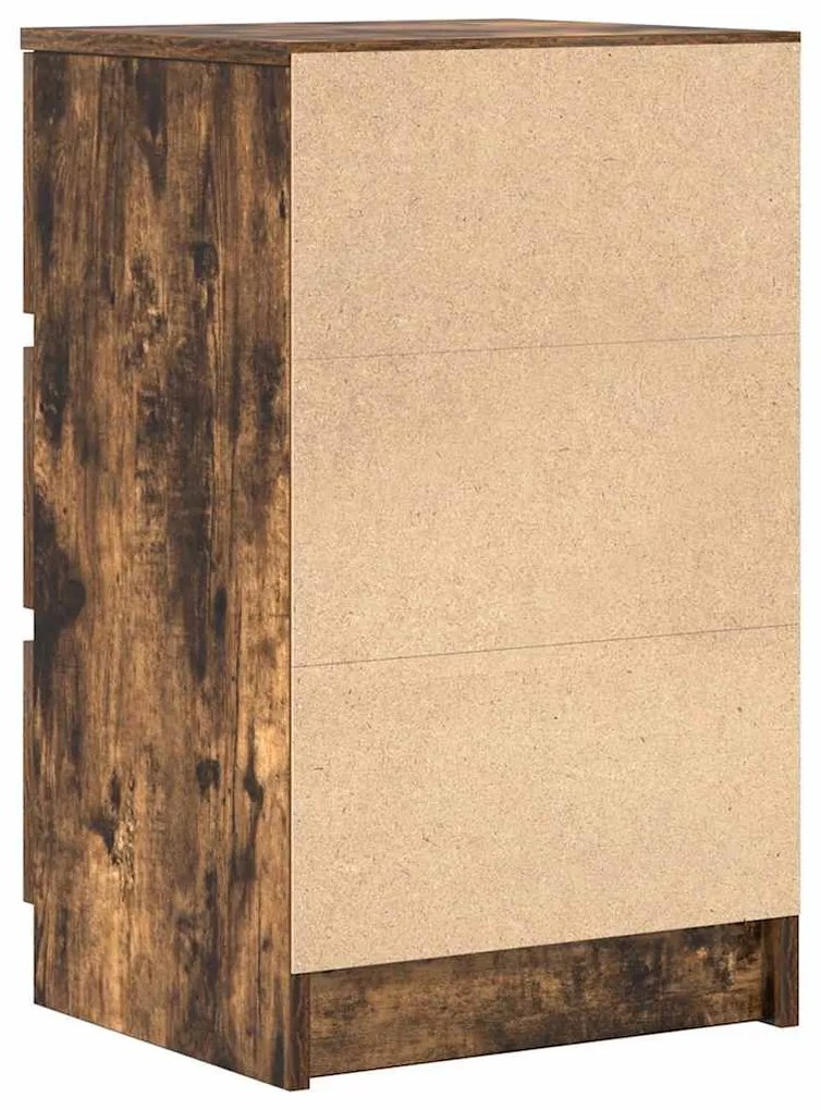 2 db füstölt tölgy éjjeliszekrények 3 fiókkal 39x35x65 cm