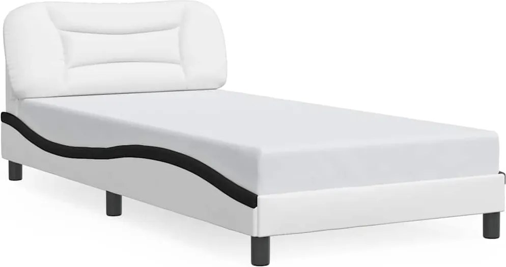 vidaXL fehér és fekete műbőr ágykeret matrac nélkül Hvar 100x200 cm