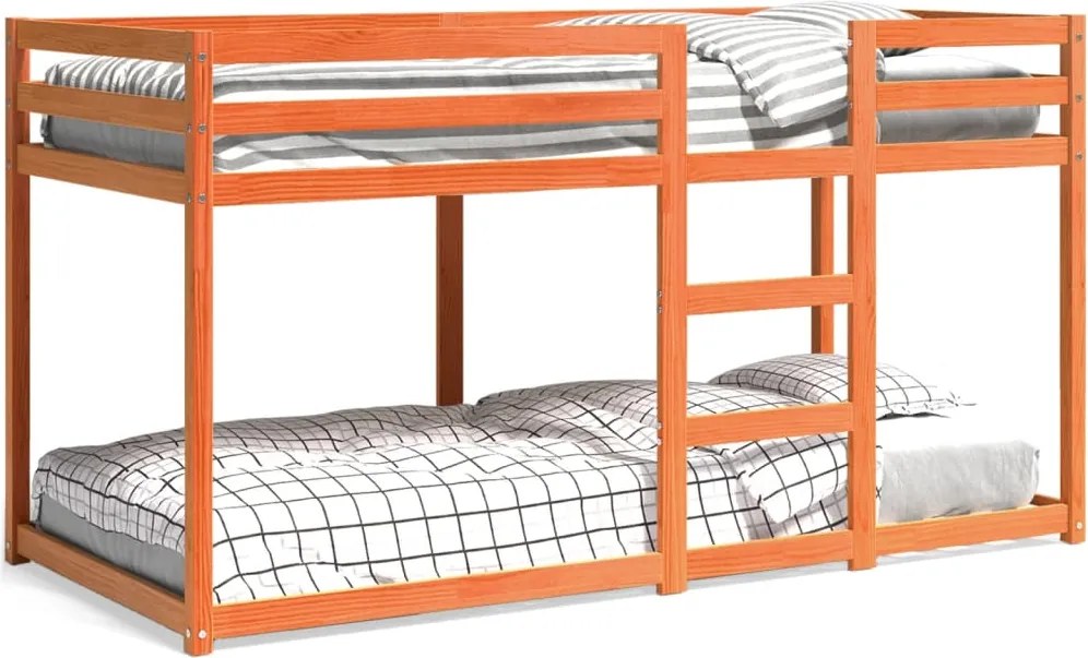 vidaXL viaszbarna tömör fenyőfa emeletes ágy 90x200 cm