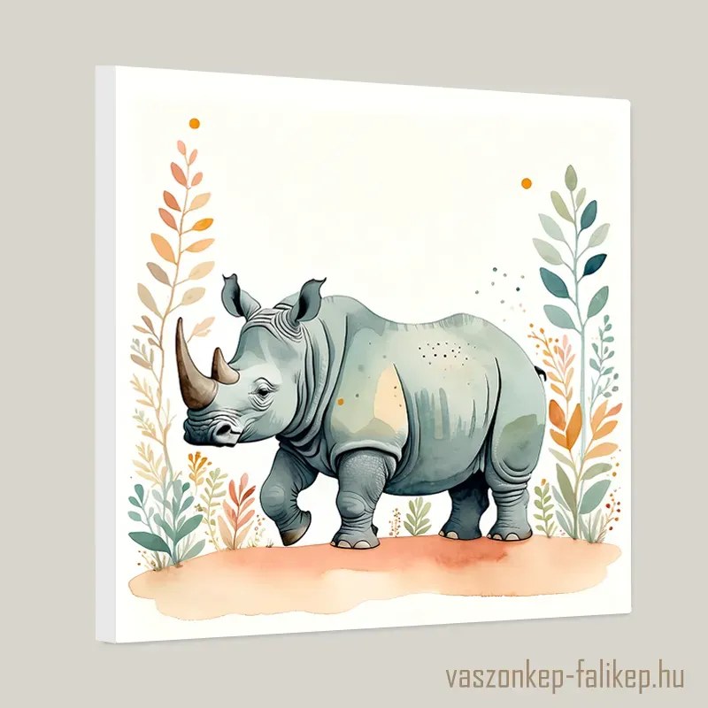 Orrszarvú illusztráció akvarell – természet ihlette prémium falikép 40x40cm