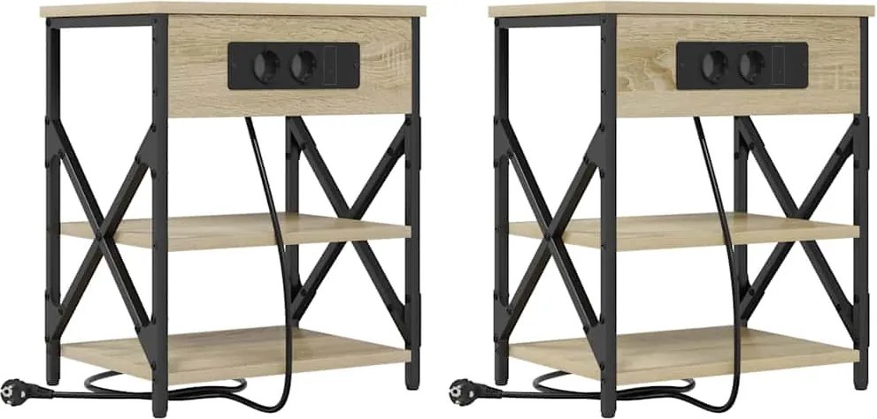 vidaXL Éjjeliszekrény 2 pcs Sonoma tölgy 41 x 31 x 51 cm Faanyag