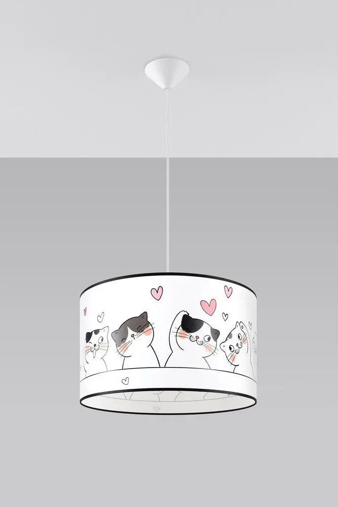 Fehér gyerek függőlámpa műanyag búrával ø 40 cm Puss – Sollux
