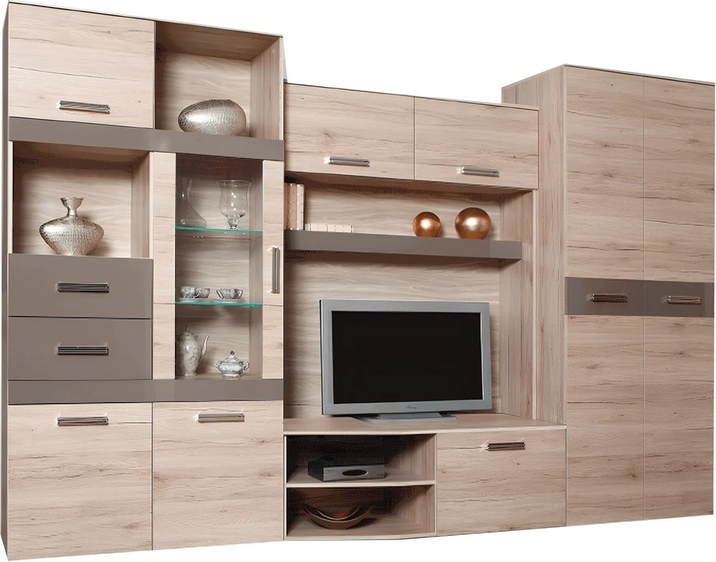 Nappali bútor, tölgy san marino/latte magasfényű HG, ASSOR