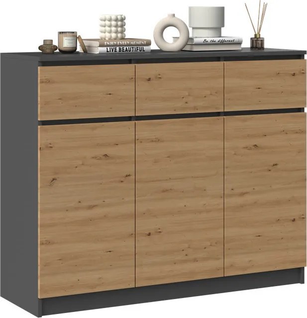 3D3S komód, antracit-tölgy