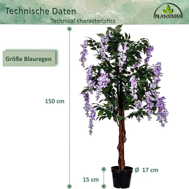 PLANTASIA Műnövény Wisteria 120 cm lila