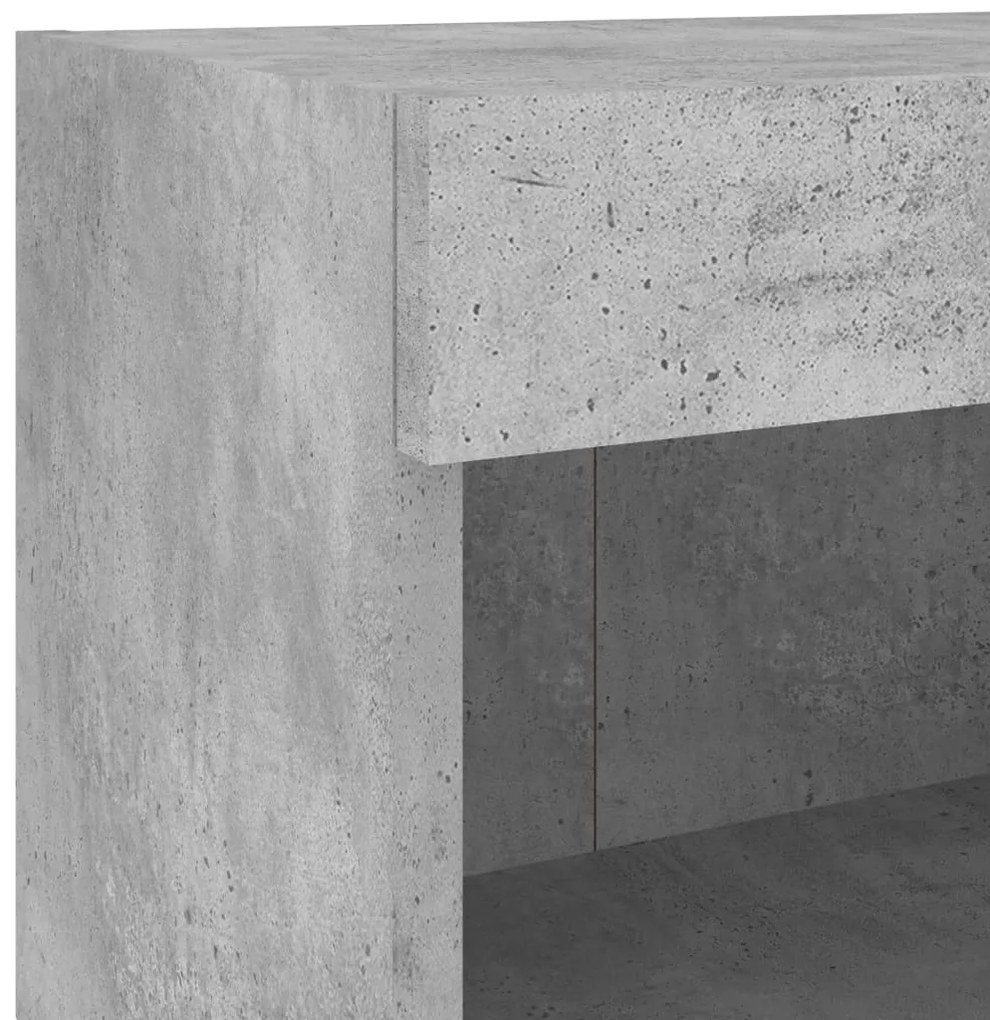 4 darab betonszürke falra szerelhető TV-szekrény LED-del