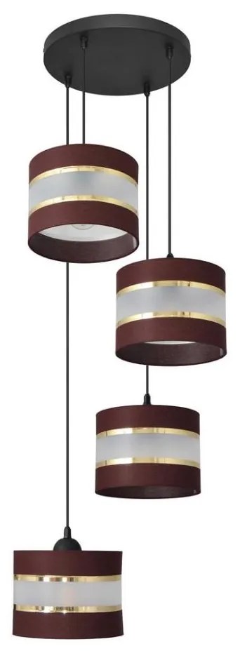 Csillár zsinóron HELEN 4xE27/15W/230V barna/fekete/arany