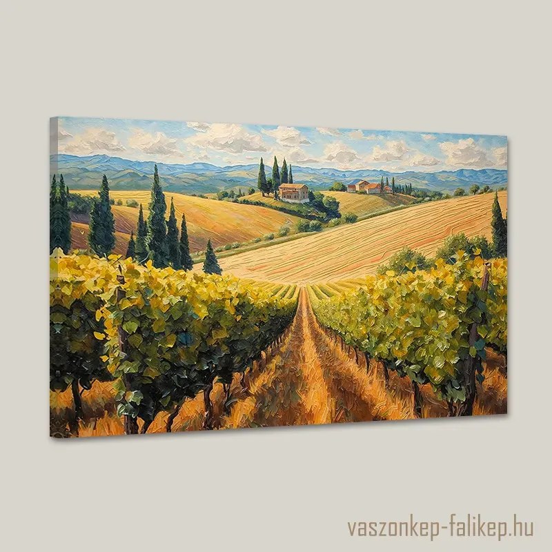 Toszkán táj szőlőültetvénnyel – Prémium falikép 60x40 cm