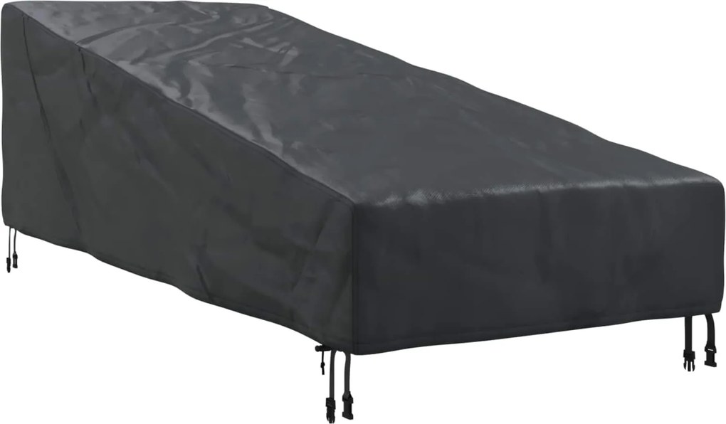 vidaXL Kültéri bútor takaró Fekete 195 x 76 x 82 cm 210D Oxford Szövet