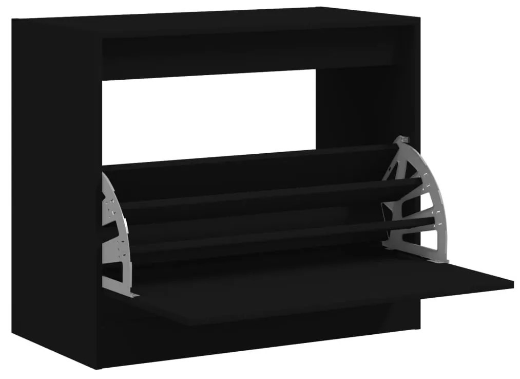 fekete szerelt fa cipőszekrény 80x42x69 cm