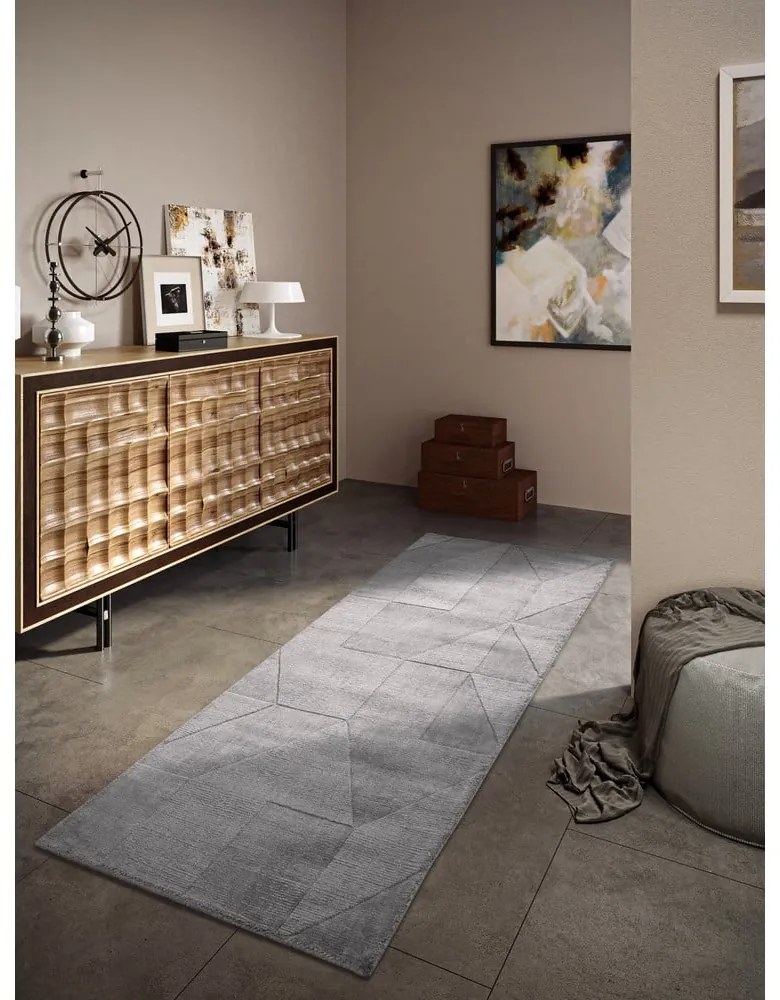 Szürke kézi szövésű gyapjú futószőnyeg 80x250 cm Ursule – Villeroy&Boch