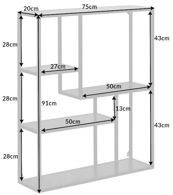 Design fali polc Maille 91 cm fekete kőris