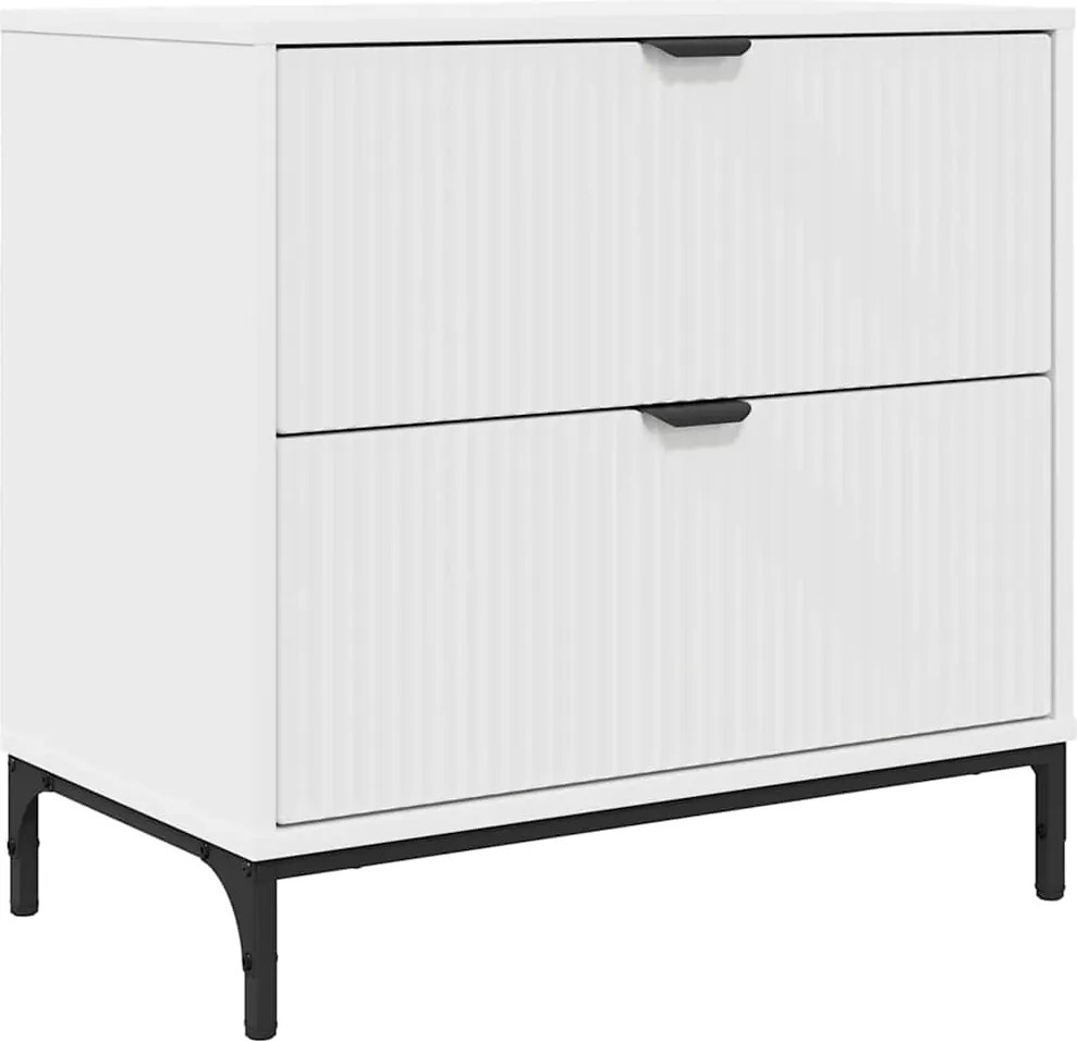vidaXL Éjjeli asztal fiókkal Fehér 63.5 x 36 x 61 cm Faanyag