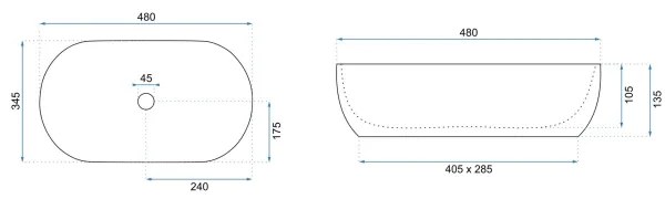 REA-U0416 - AMELIA pult fölé helyezhető mosdó 34,5x48 cm kerámia/fényes fehér