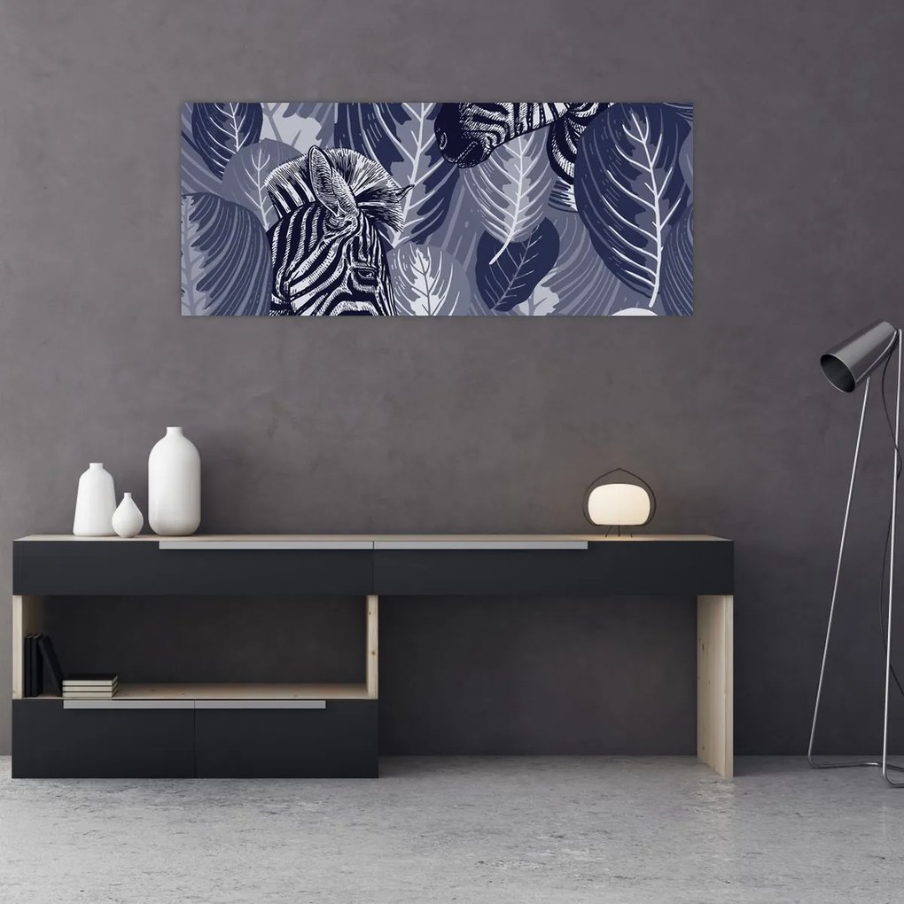 Kép - Kék zebrák (120x50 cm)