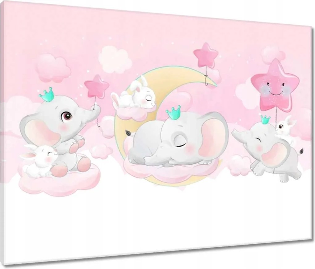 Vászonkép 80x60 Elefánt- és nyúlcsalád