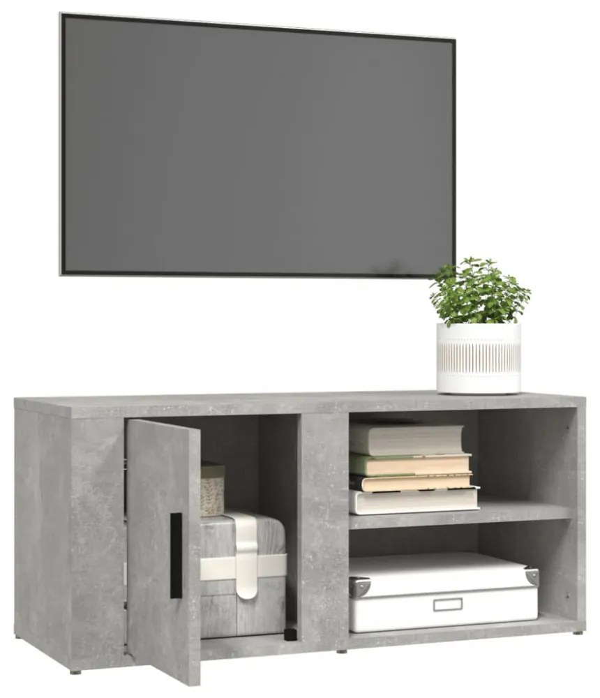 2 db betonszürke szerelt fa TV-szekrény 80x31,5x36 cm