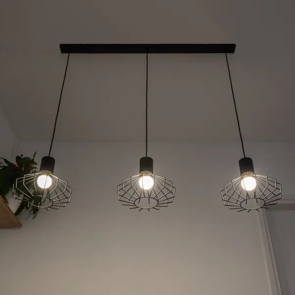 Kábeles csillár SOLANO 3xE27/15W/230V fekete/arany