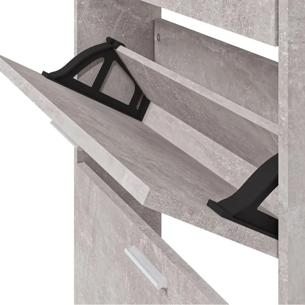 betonszürke szerelt fa cipőszekrény 59 x 17 x 169 cm