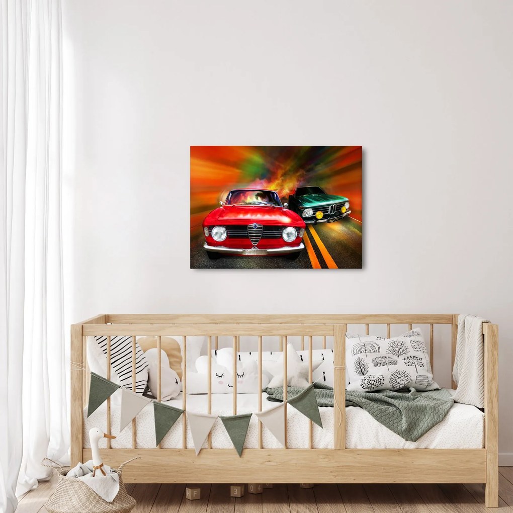 Kép - Retro versenyautók (70x50 cm)