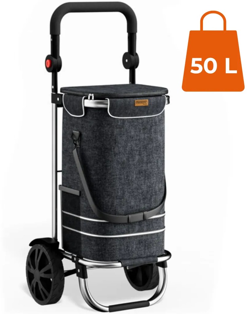 Jurhan EASY bevásárlótáska kerekekkel, 50l, fekete
