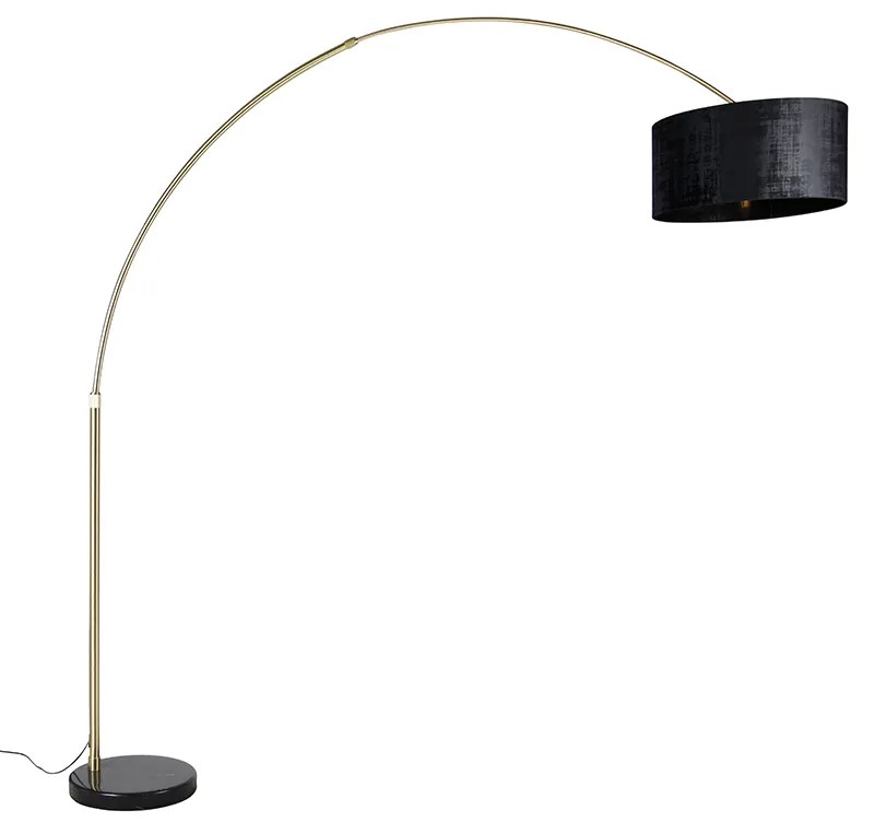 Ív lámpa sárgarézből fekete szövet árnyékolóval, fekete 50 cm - XXL