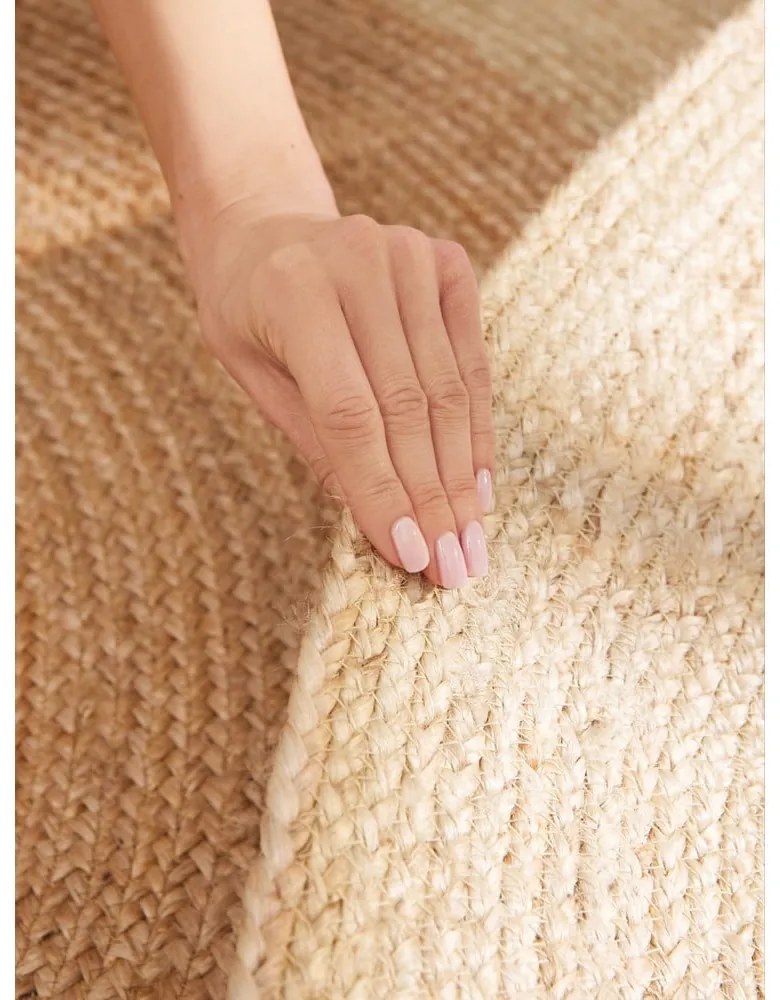 Elefántcsont színű kétoldalas kézi szövésű kerek juta szőnyeg ø 120 cm Jutta Ivory – Hanse Home