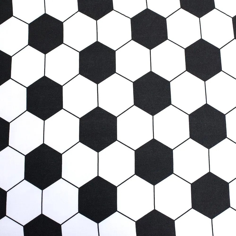 Fekete-fehér gumis egyszemélyes pamut gyerek lepedő 90x200 cm Football – Jerry Fabrics