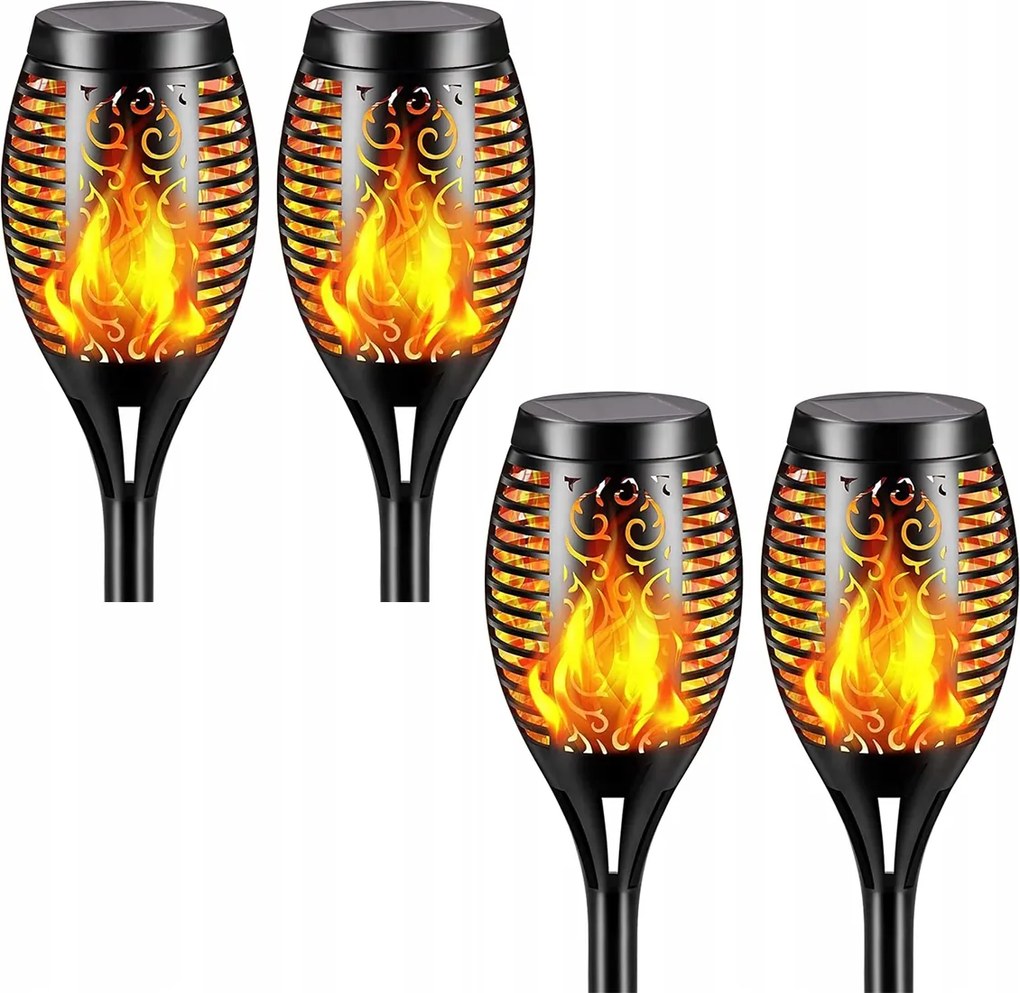 4x Napelemes Lámpa Kerti Fáklya Led Láng Kerti Lámpák Beszúrható