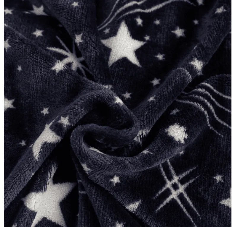 Mikroplüss ágyneműhuzat STARLIGHT sötétkék + mikroplüss lepedő SOFT 90x200 cm fehér, egyszemélyes ágy