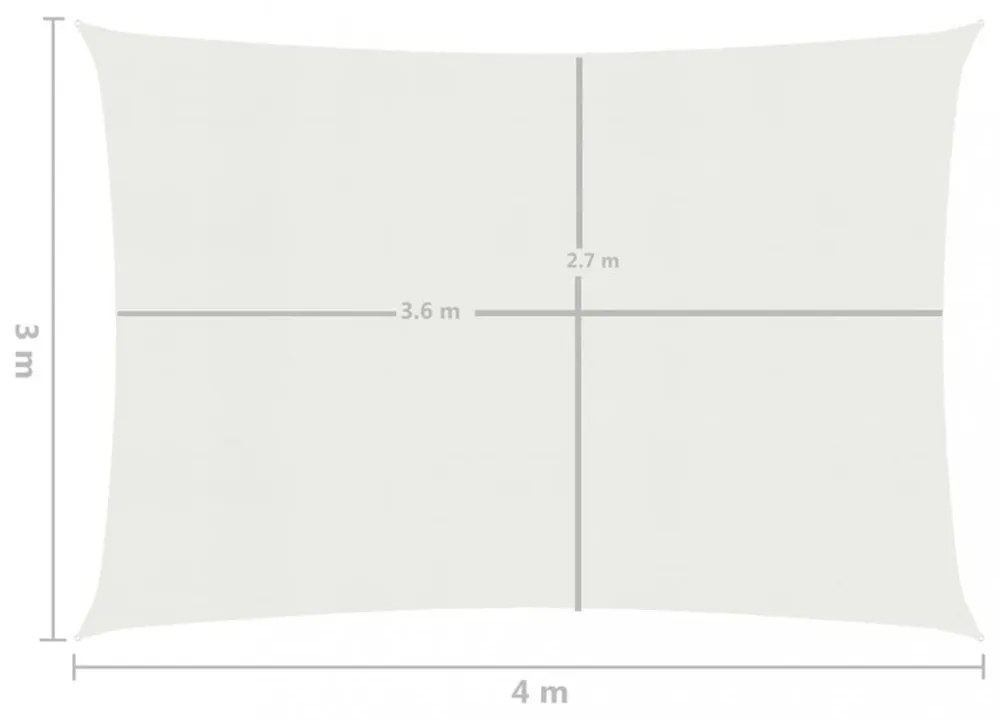 fehér HDPE napvitorla 160 g/m² 3 x 4 m