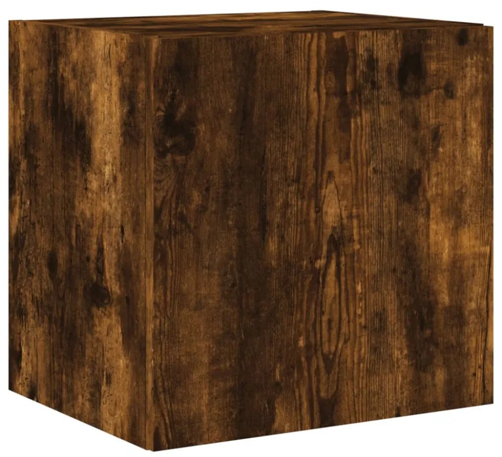 2 db füstös tölgy fali TV-szekrény LED-ekkel 40,5x35x40 cm