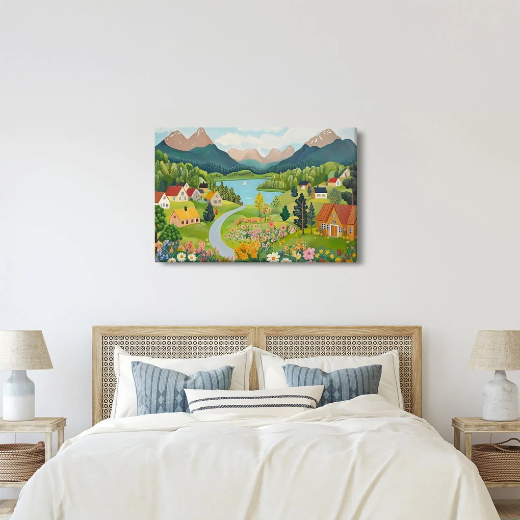 Kép - Falu a hegyekben (90x60 cm)