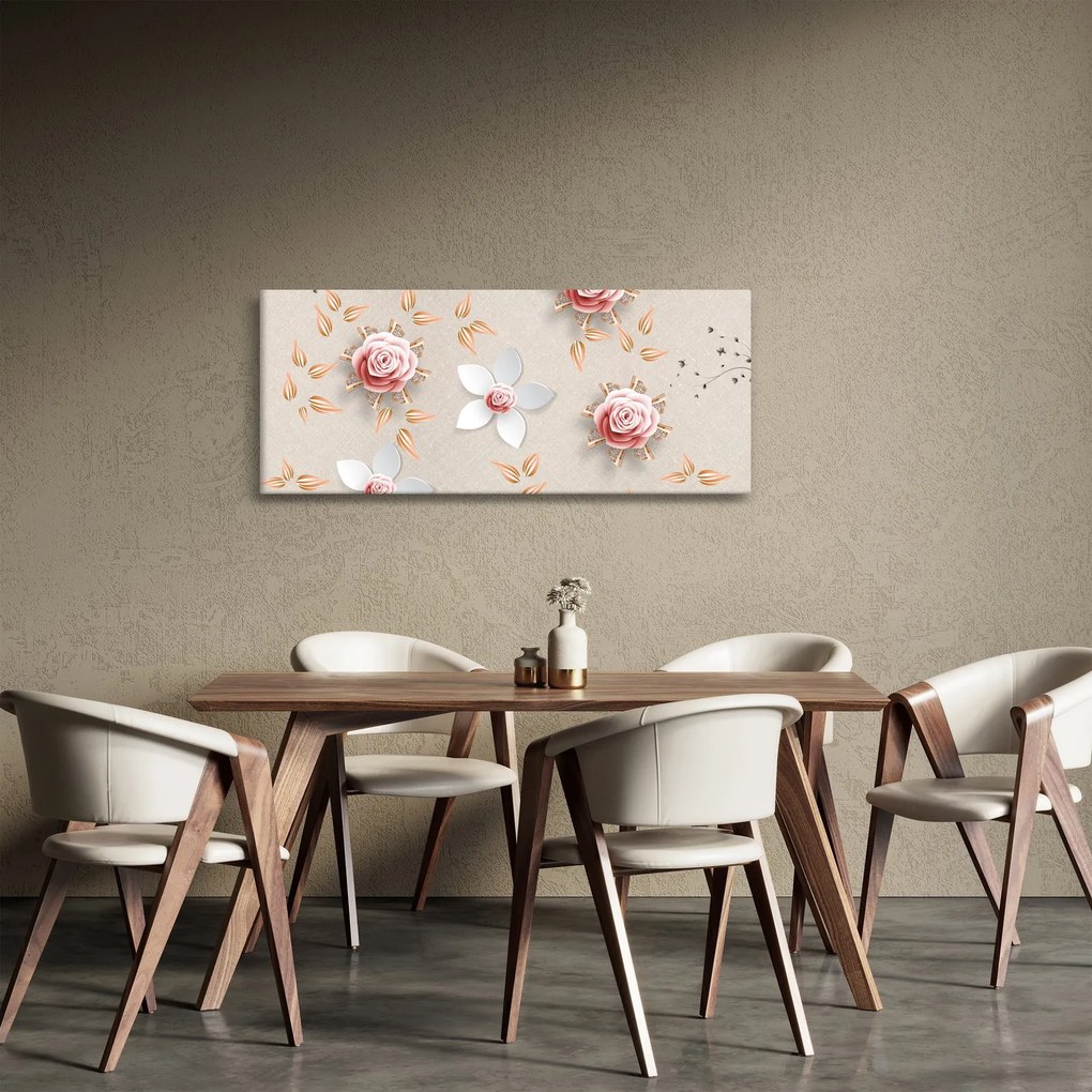 Kép - rózsa virágok (120x50 cm)