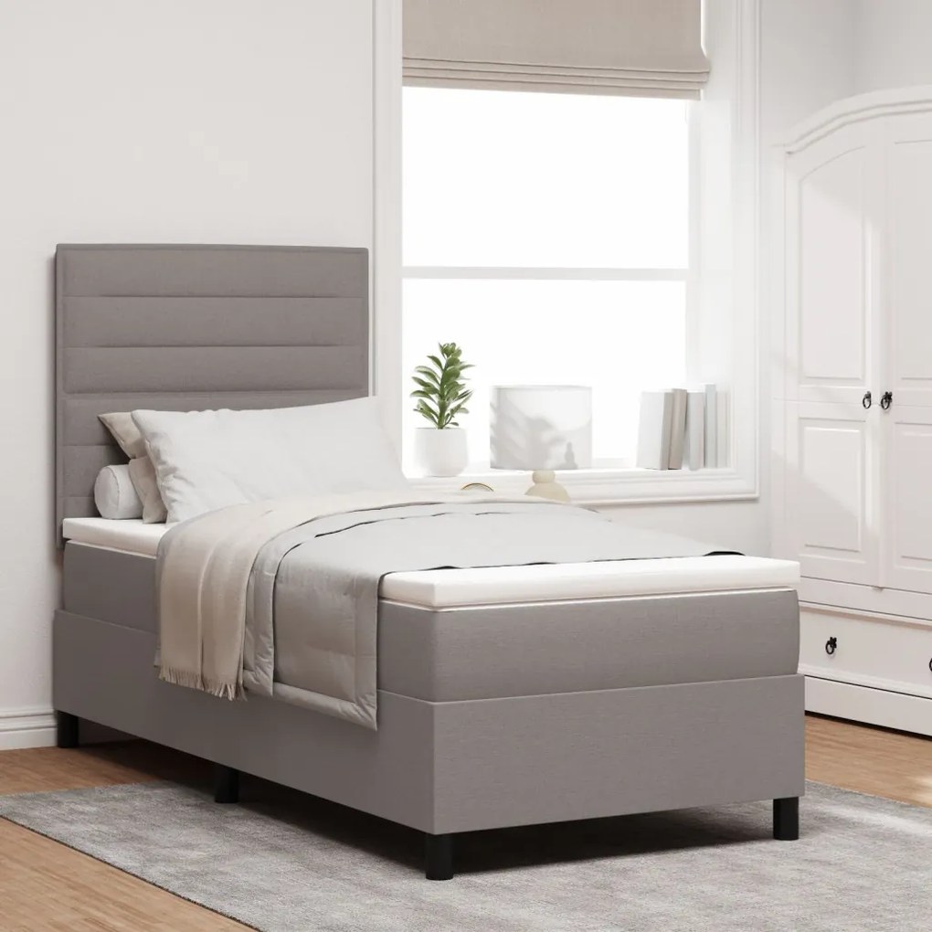 Box Spring Ágy Matraccal Bézs 80x200 cm Szövet