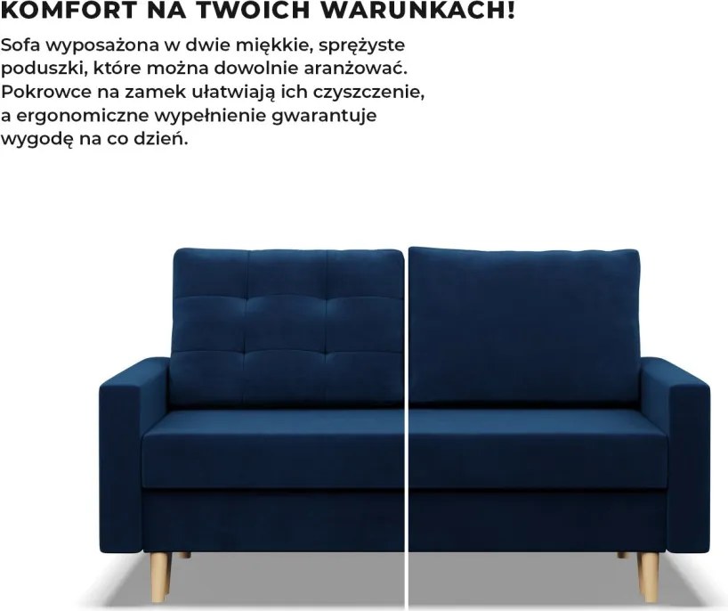 Etna kanapé, bársony, bonell töltet, kék