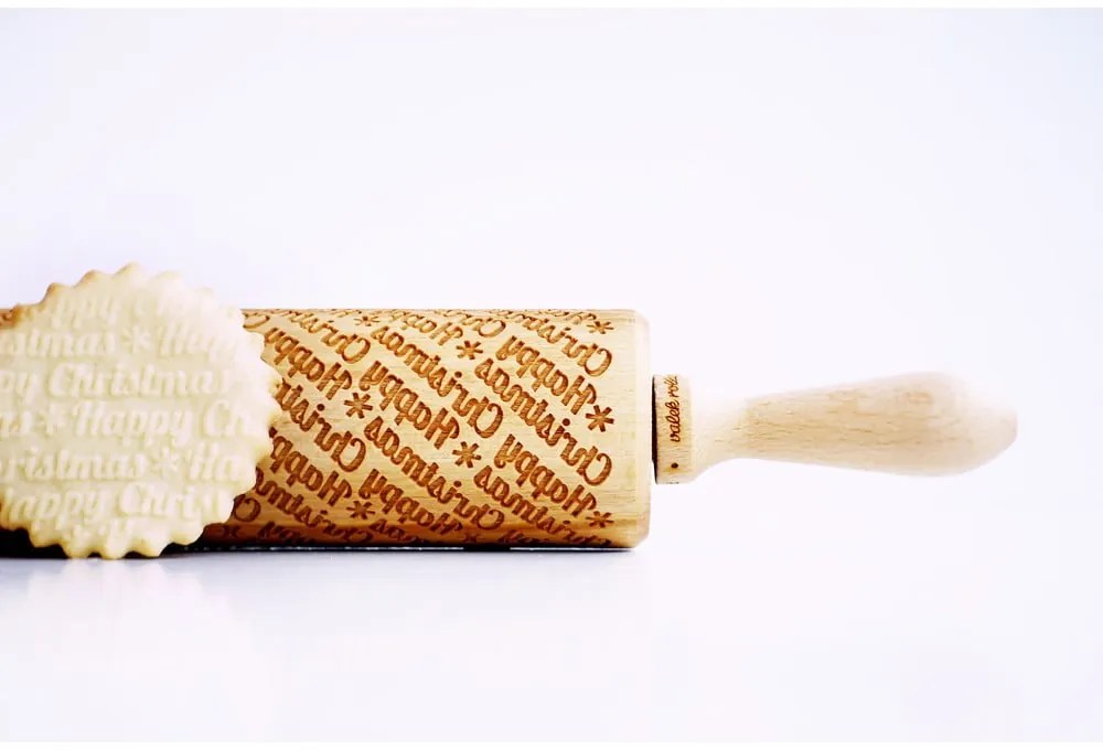 Happy Christmass karácsonyi dombornyomott sodrófa - Valek