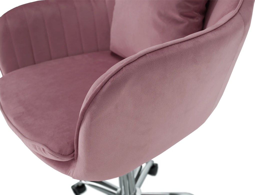 Irodai szék, rózsaszín Velvet szövet/króm, KLIAN