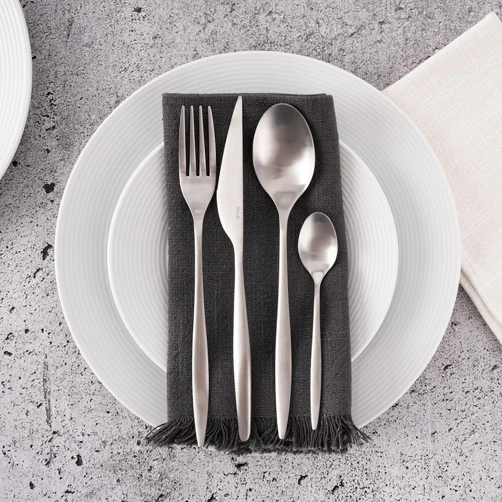 Ezüstszínű rozsdamentes acél evőeszköz készlet 24 db-os – Orion