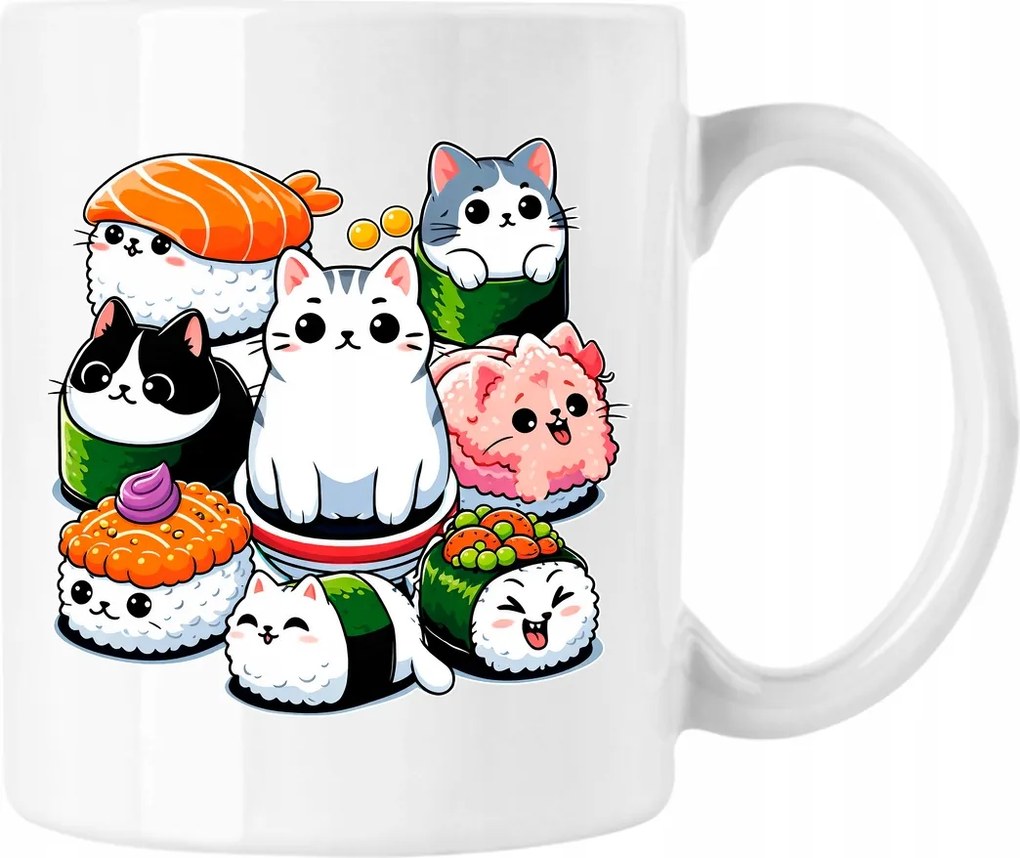 Kawaii Macska Sushi Bögre Fehér 330ml
