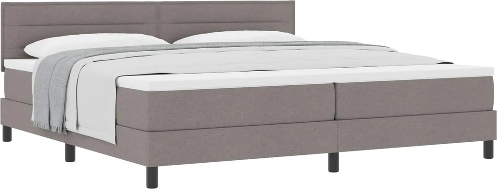 vidaXL Boxrugós ágy matracmal fejtámlával Tópszínű 200 x 200 cm szövet