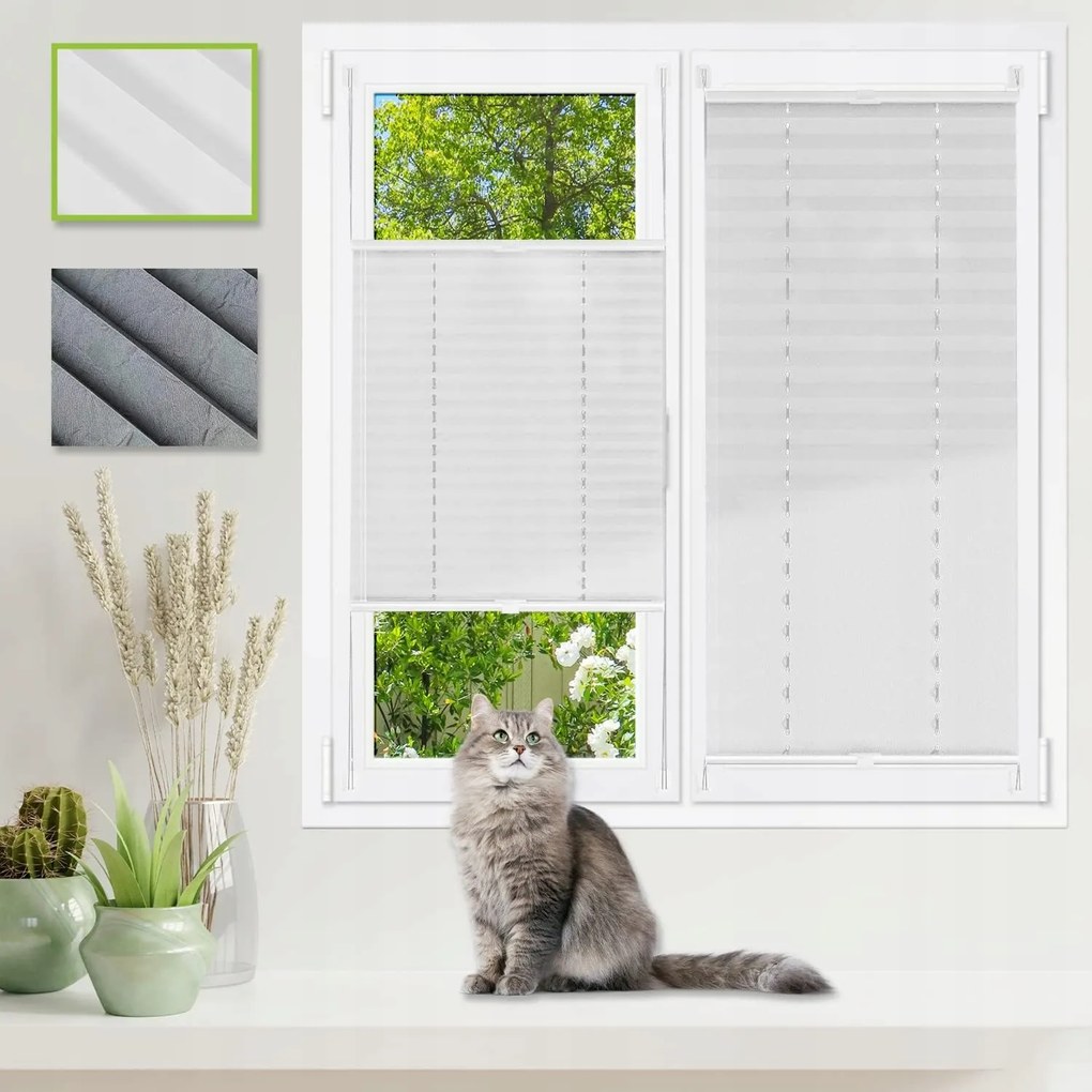 Klemmfix pliszírozott roló fúrás nélkül 60 x 110 cm Fehér Könnyű felszerelés