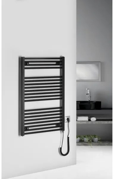 Aqualine - Fürdőszobai elektromos radiátor DIRECT-E 400W/230V 96 cm matt fekete