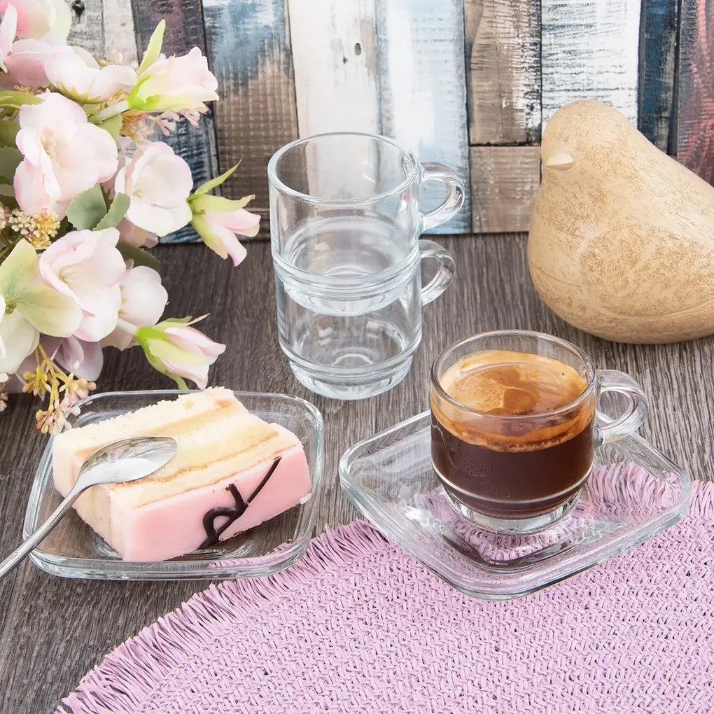 Orion Cozy üvegcsésze szett alátéttel, 6 db, 0,091ml, 91 ml