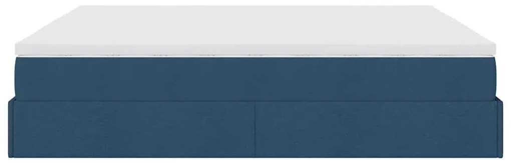 Ottomán ágykeret matracokkal kék 200x200cm szövet