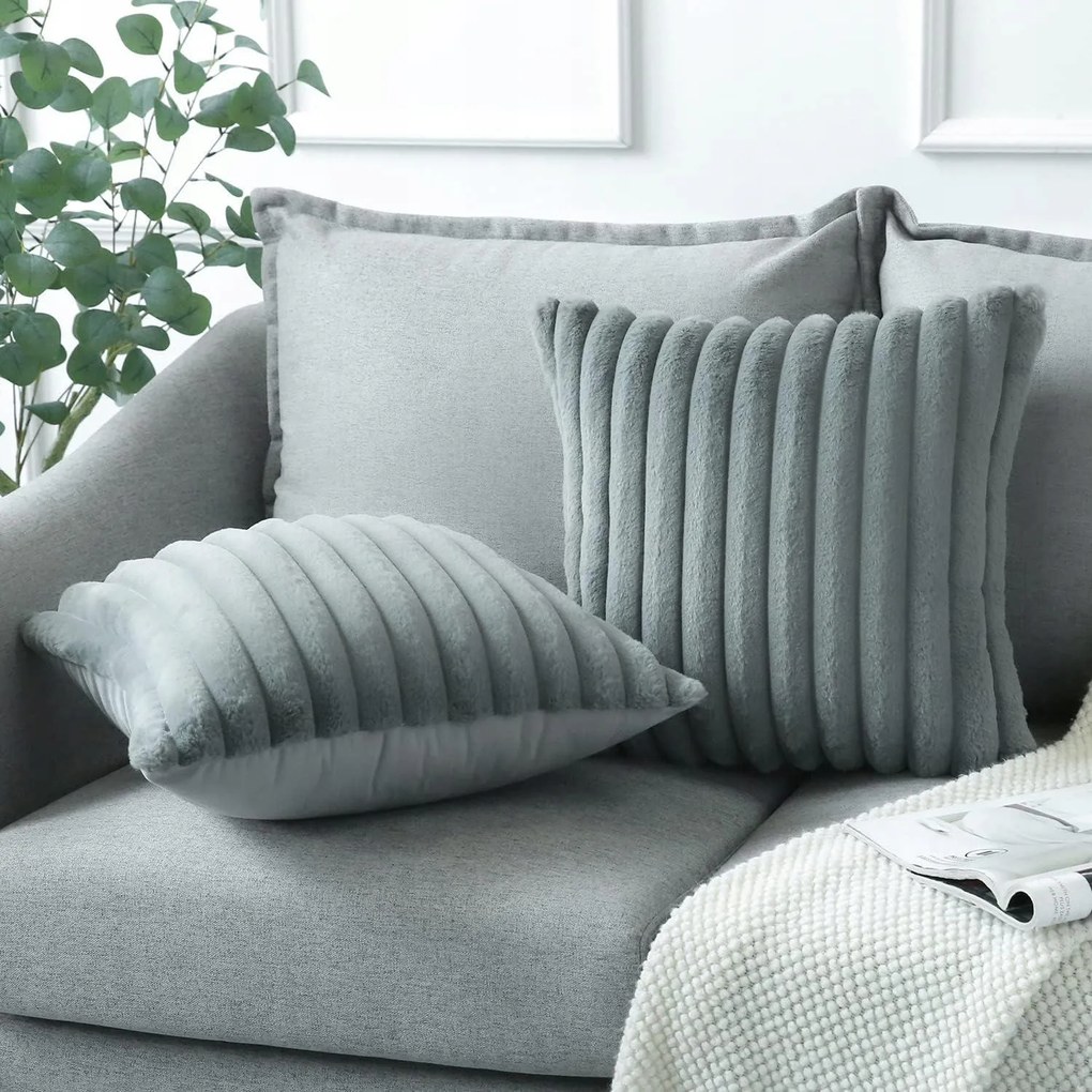 Elegáns bársony párnahuzat lakásdekorációhoz, egyszínű világosszürke, 45*45 cm, 2 darab