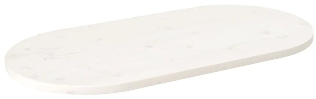 fehér tömör fenyőfa ovális asztallap 100x50x2,5 cm